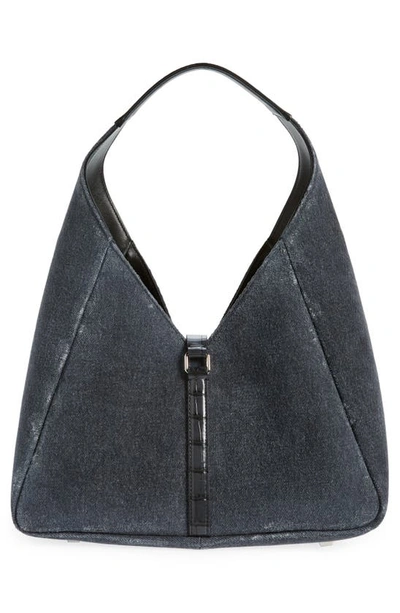 Shop Givenchy Medium G-lock Denim Hobo Bag In Black