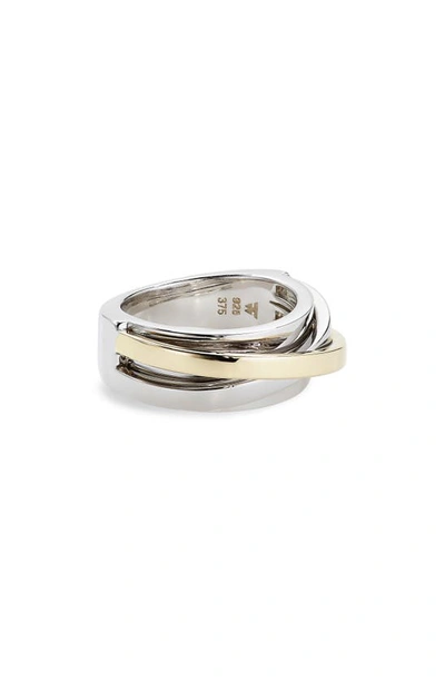 Shop Tom Wood Slim Orb Duo Recycled Sterling Silver Ring In 925 Sterling Silver/ 9k Gold