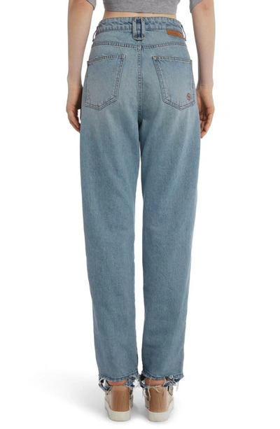 Shop Stella Mccartney Chap Effect Nonstretch Denim Jeans In 4147 Double Blue Tone
