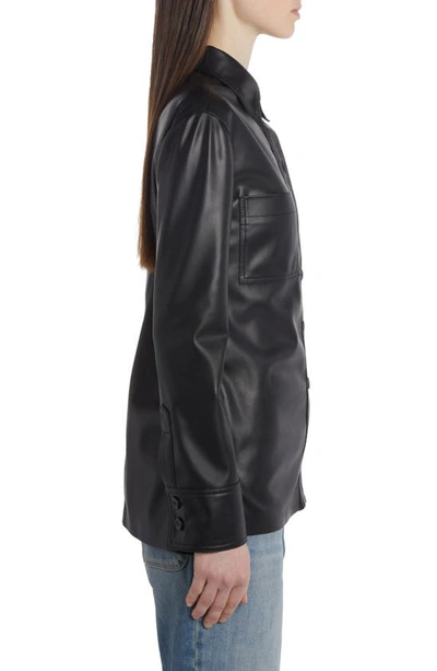 Shop Stella Mccartney Faux Leather Long Sleeve Button-up Shirt In 1000 Black