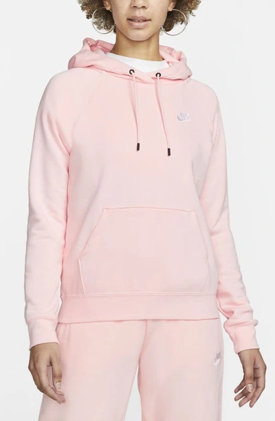 Shop Nike Sportswear Essential Pullover Fleece Hoodie In Atmosphere/ White