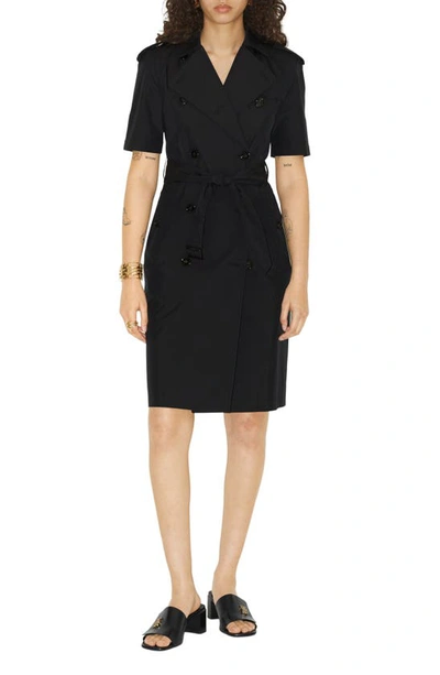 Shop Burberry Jesent Short Sleeve Gabardine Trench Dress In Black