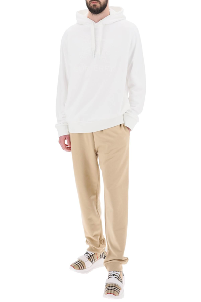 Shop Burberry 'raynerbridge' Hoodie With Ekd Logo In Terry Cloth In White