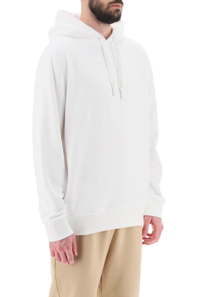 Shop Burberry 'raynerbridge' Hoodie With Ekd Logo In Terry Cloth In White