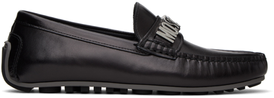 Shop Moschino Black Logo Loafers In 00a * Fantasy Color
