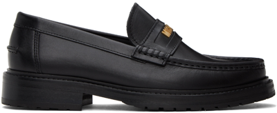Shop Moschino Black Varsity Loafers In 000 * Nero