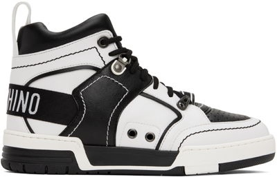 Shop Moschino Black & White Streetball Sneakers In 10b * Fantasy Color