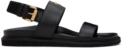 Shop Moschino Black Leather Sandals In 000 * Nero