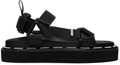 Shop Moschino Black Webbing Sandals In 00a * Fantasy Color