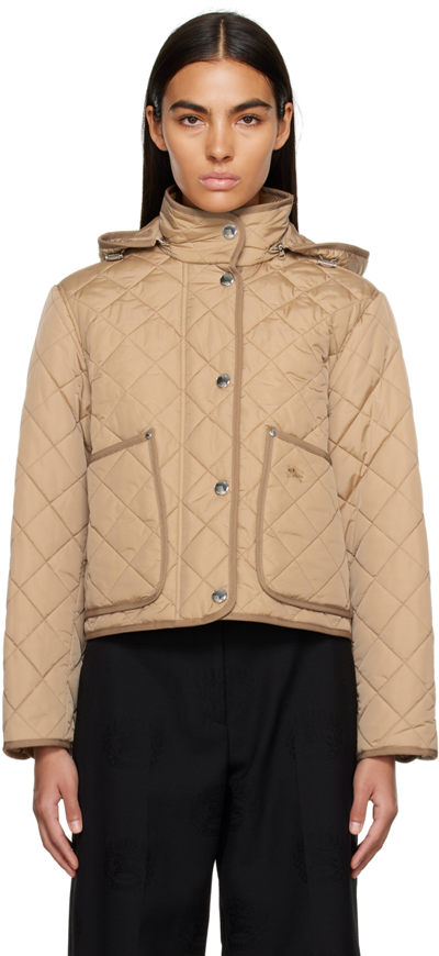 Shop Burberry Beige Quilted Jacket In Archive Beige