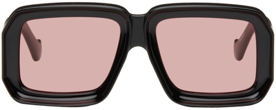 Shop Loewe Black Paula's Ibiza Dive Sunglasses In Black/red