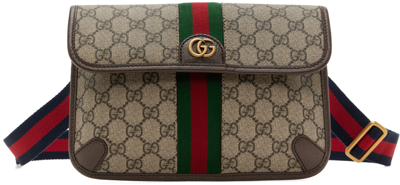 Shop Gucci Brown Small Ophidia Gg Belt Bag In 8920 B.eb/n.acero/vr