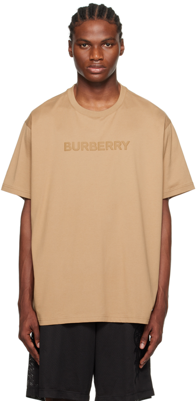 Shop Burberry Brown Bonded T-shirt In Camel Legacy