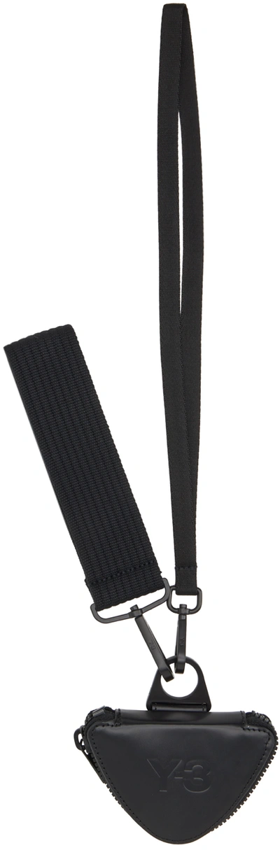 Lanyard Leather Wallet In Schwarz