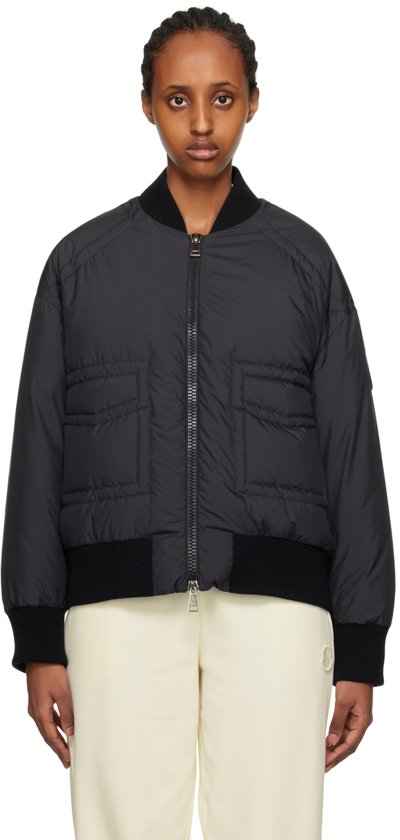 Shop Moncler Black Jucar Down Bomber Jacket In 999 Black