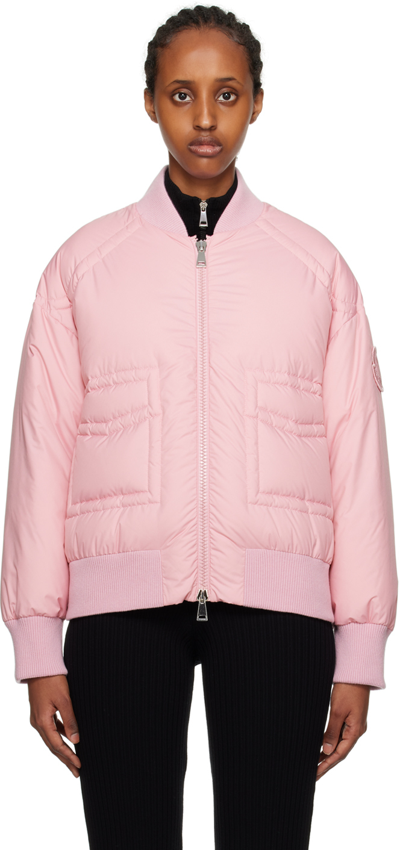 Shop Moncler Pink Jucar Down Bomber Jacket In 523 Pink