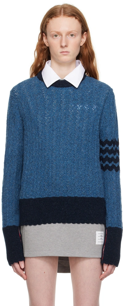Shop Thom Browne Navy 4-bar Sweater In 435 Dark Blue