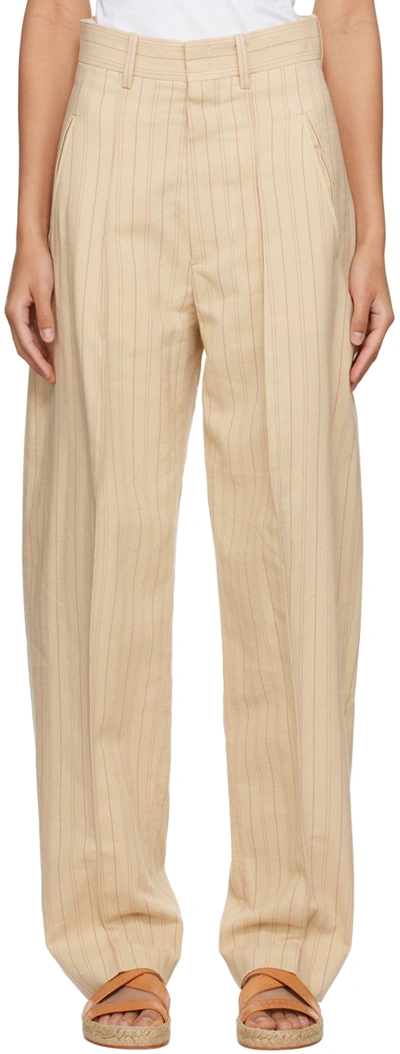 Shop Isabel Marant Yellow Sopiavea Trousers In Lwpk Light Yellow/pi