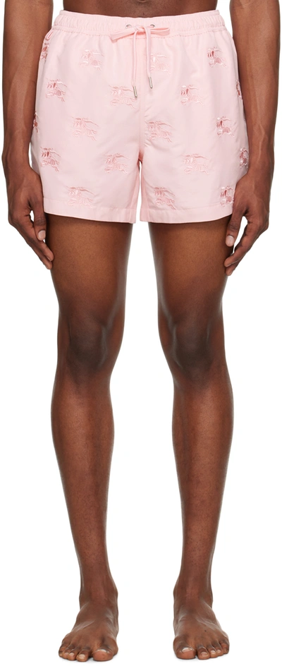 Shop Burberry Pink Ekd Swim Shorts In Soft Blossom