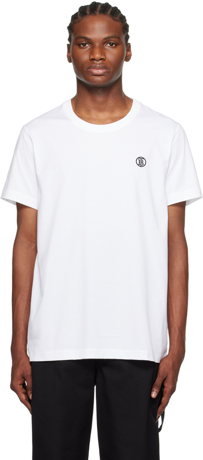 Shop Burberry White Monogram T-shirt