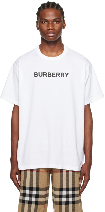 Shop Burberry White Bonded T-shirt