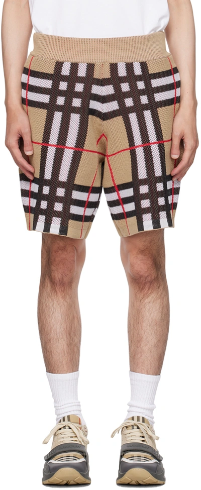 Shop Burberry Beige Check Shorts In Archive Beige