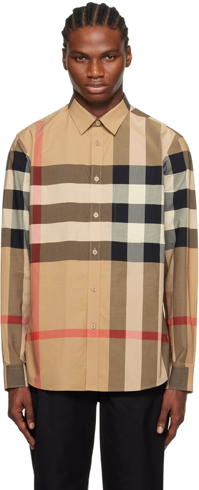 Shop Burberry Beige Vintage Check Shirt In Archive Beige Ip Chk