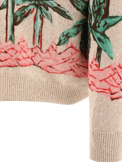 Shop Palm Angels "palms Row Printed" Sweater In Beige