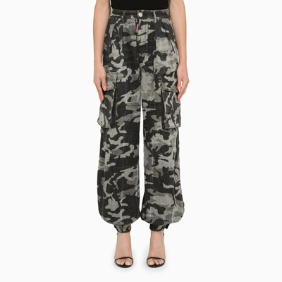 Shop Dsquared2 | Black Camouflage Cargo Trousers