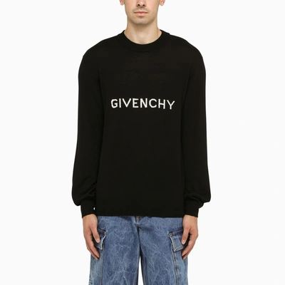 Givenchy Black Crew-neck Sweater With Inlay In Black