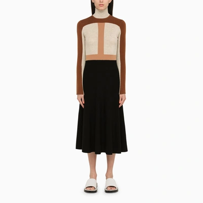 Shop Chloé | Colour-block Wool Dress In Brown
