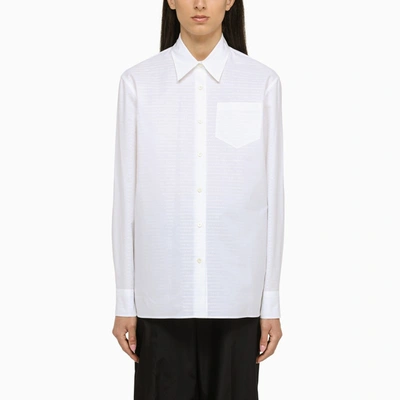 Shop Prada White Jacquard Shirt
