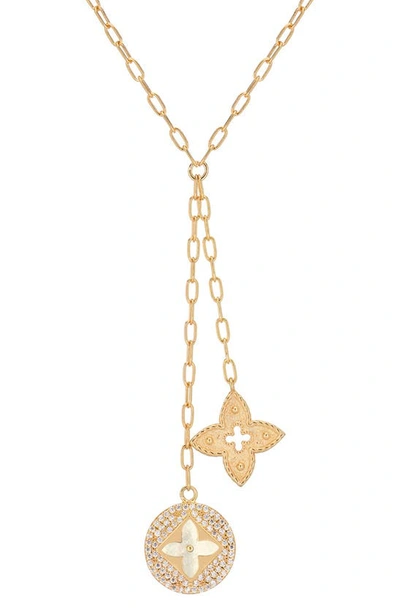 Shop Gabi Rielle Quatrefoil Drop Y-necklace In Gold