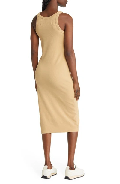 Shop Mother The Chin Ups Midi Dress In Tan