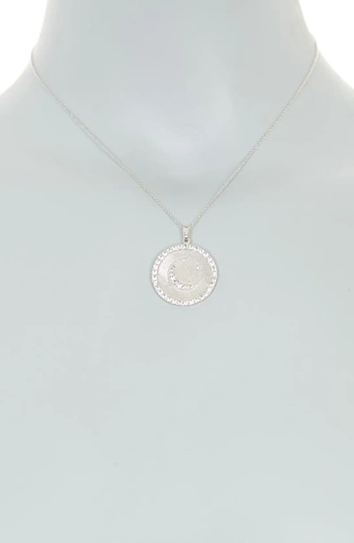 Anzie Sterling Silver Pavé White Sapphire Moon Pendant Necklace In Sterling Silver