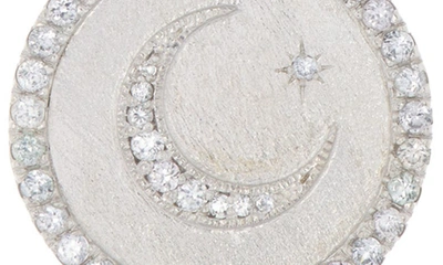 Anzie Sterling Silver Pavé White Sapphire Moon Pendant Necklace In Sterling Silver