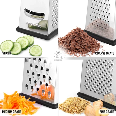 Zulay Kitchen Stainless Steel Cheese Grater With Easy-grip Handle And Non-slip Base In Black