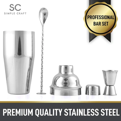 Shop Zulay Kitchen Stainless Steel Cocktail Shaker With Spoon And Jigger In Silver
