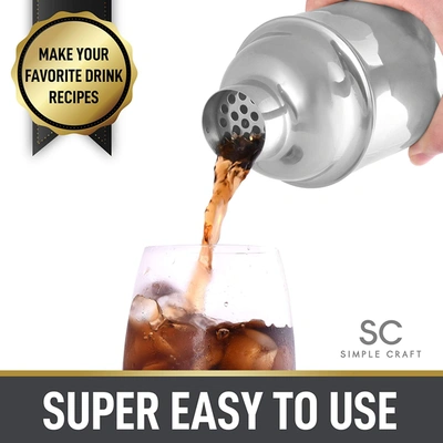 Zulay Kitchen Stainless Steel Cocktail Shaker With Spoon And Jigger In Silver