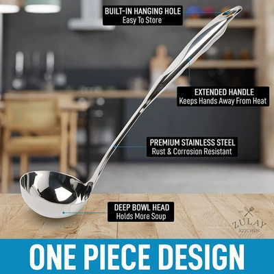 Zulay Kitchen Stainless Steel Soup Ladle With Comfortable Grip In Silver