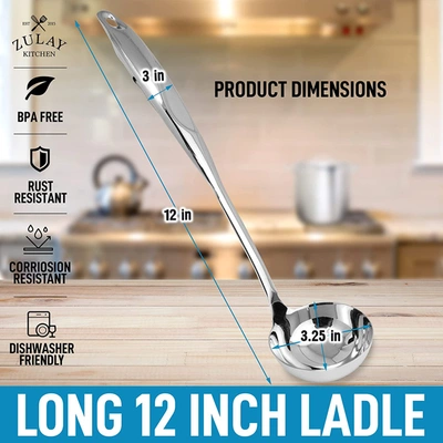 Zulay Kitchen Stainless Steel Soup Ladle With Comfortable Grip In Silver