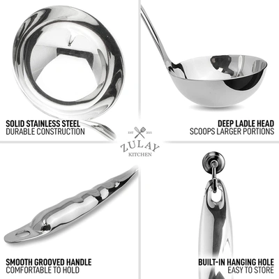 Zulay Kitchen Stainless Steel Soup Ladle With Comfortable Grip In Silver