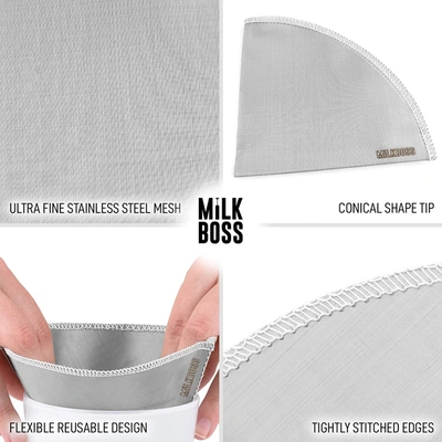 Zulay Kitchen Reusable Paperless Permanent Stainless Steel Coffee Filter In White