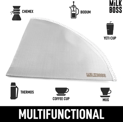 Zulay Kitchen Reusable Paperless Permanent Stainless Steel Coffee Filter In White