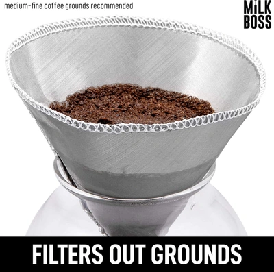 Zulay Kitchen Reusable Paperless Permanent Stainless Steel Coffee Filter In White