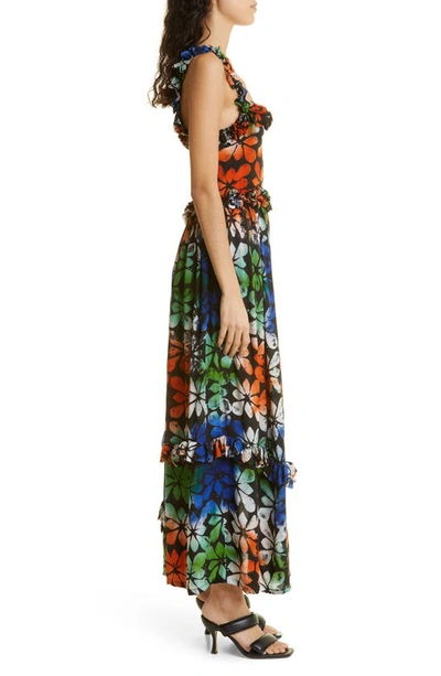 Shop Busayo Aje Floral Print Maxi Dress In Lemon/ Orange/ Blue