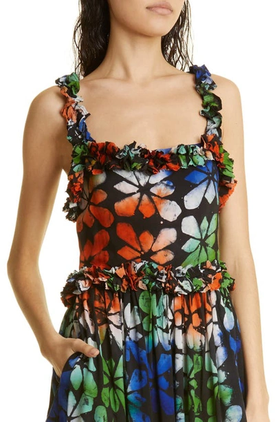 Shop Busayo Aje Floral Print Maxi Dress In Lemon/ Orange/ Blue
