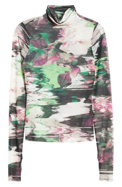 Shop Afrm Zadie Mesh Turtleneck Top In Abstract Paint