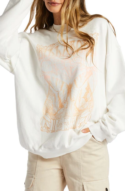 Shop Billabong Ride In Cotton Blend Graphic Sweatshirt In Salt Crystal 4