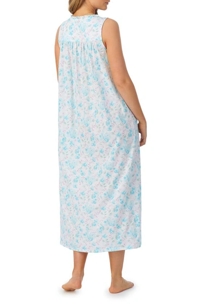 Shop Eileen West Floral Cotton Blend Ballet Nightgown In Aqua Flower